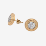Zarcillos (10 mm) Post Studs Diamantes Pave LabGrown (0.25 Ct) Doble Círculos Concéntricos de Oro - Oro Amarillo 14Kts