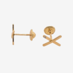 Zarcillos (7.30 x 5.40 mm) Screwbacks "Equis" c/ un Zircón Pequeño - Oro Amarillo 18Kts