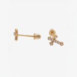 Zarcillos (7.3 x 5.2 mm) Screwback Cruz c/ Zircones Pave - Oro Amarillo 14Kts