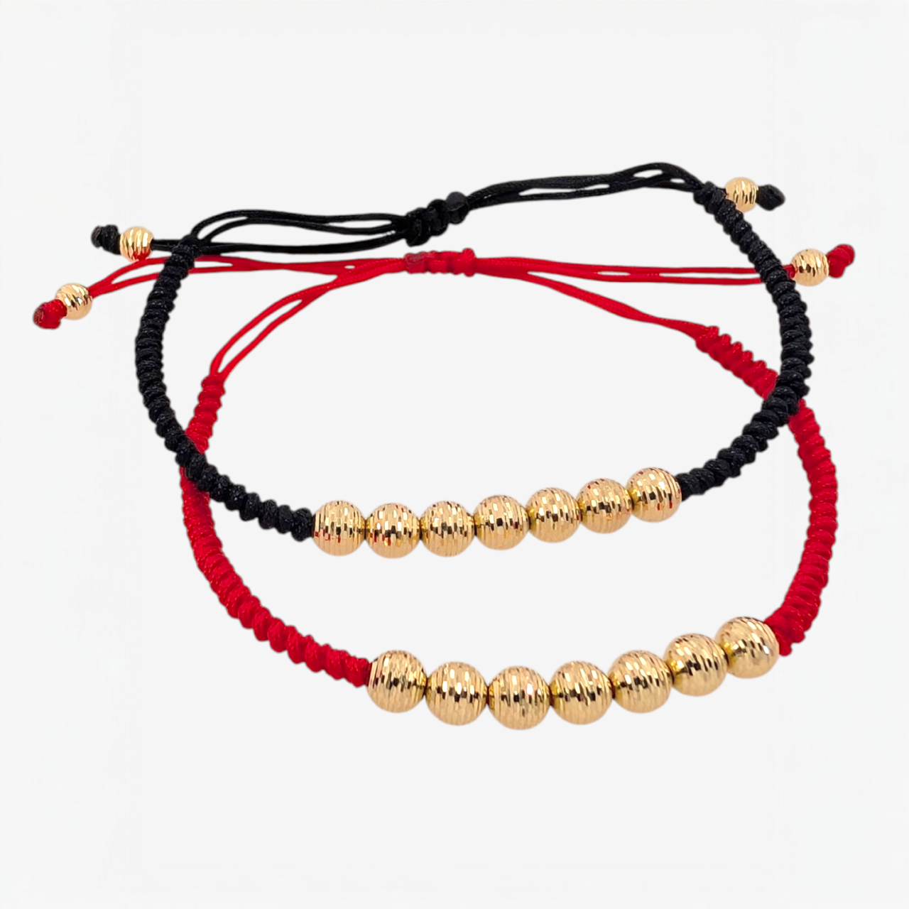 PXL_20260616_180253484-3.png Brazalete (5 mm) Hilo Chino Tejido c/ 9 Esferas Diamantadas - Oro Amarillo 18Kts - Image 1