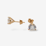 Zarcillos (2 Ct) Post Studs Martini (6.5 mm) Diamantes Labgrown c/ 3 Prongs - Oro Amarillo 14Kts