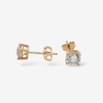 Zarcillos (1 Ct) Post Studs Diamantes Lab Grown Cesta 4 Prongs (5 mm) - Oro Amarillo 14Kts