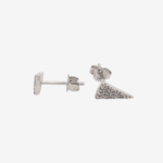 Zarcillos (9.3 x 5 mm) Post Triángulo Diamantes (0.16 Ct) Naturales Pavé - Oro Blanco 14Kts
