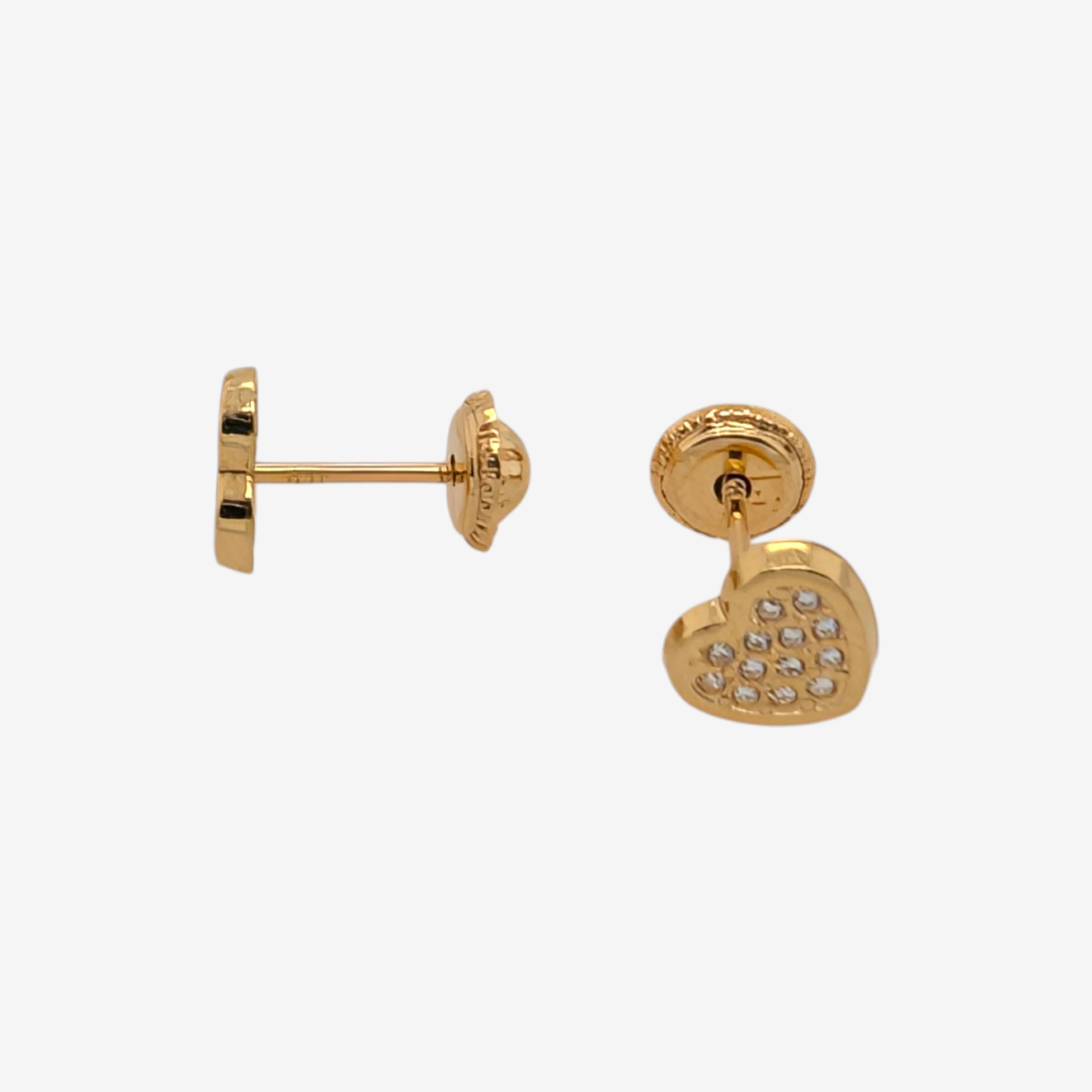PXL_20260620_194232808-4.png Zarcillos (5.7 x 6.6 mm) Screwback Corazones Grandes c/ Zircones Pavé - Oro Amarillo 18Kts - Image 1
