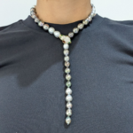 Collar (56 cm) Perlas "South Sea" Blancas & Grises (11 mm) c/ Terminal Serpiente c/ Diamantes Naturales Pavé (0.18 Ct) & Ojos Rubíes - Oro Amarillo 18Kts - Image 2