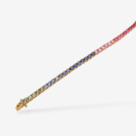 Brazalete (18 Cms) Tennis (2.70 mm) Pave c/ Zafiros Naturales Multicolores (5 Ct) & Cierre de Caja - Oro Amarillo 18Kts - Image 2