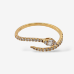 Anillo (0.24 Ct) Abierto Tipo Serpiente (1.50 mm) c/ Diamantes Naturales Pavé - Oro Amarillo 18Kts