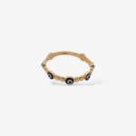 Anillo (3.4 mm) Fino de Medias Esferas Rígidas & 7 Ojos Turcos Esmaltados - Oro Amarillo 14Kts