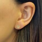 Zarcillos Post Diseñador con Zircones Pave (Ø 7.5 mm) - Oro Amarillo 14 Kts - Image 2