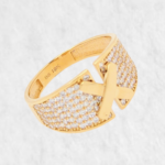 Anillo c/ Zircones Pave c/ X Bold - Oro Amarillo 18Kts
