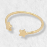 Anillo Abierto c/ Dos Estrellas - Oro Amarillo 14Kts