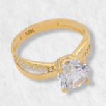 Anillo de Compromiso Ondas c/ Zircones - Oro Amarillo 18Kts