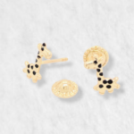 Zarcillos (8 x 5 mm) Jirafa Mini c/ Esmalte (Screwback/Abridores) - Oro Amarillo 14Kts