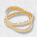 Anillo Doble Lineas Cruzadas - Oro Amarillo 14Kts