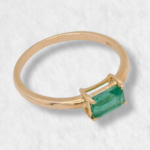 Anillo Compromiso c/ Esmeralda Rectangular - Oro Amarillo 14Kts