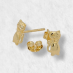 Zarcillos (4 x 7 mm) Gato (Post) - Oro Amarillo 18Kts