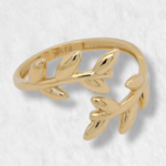 Anillo Abierto Hojas de Laurel - Oro Amarillo 14Kts