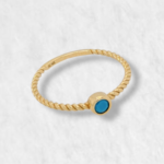 Anillo Fino Entorchado c/ Turquesa - Oro Amarillo 14Kts