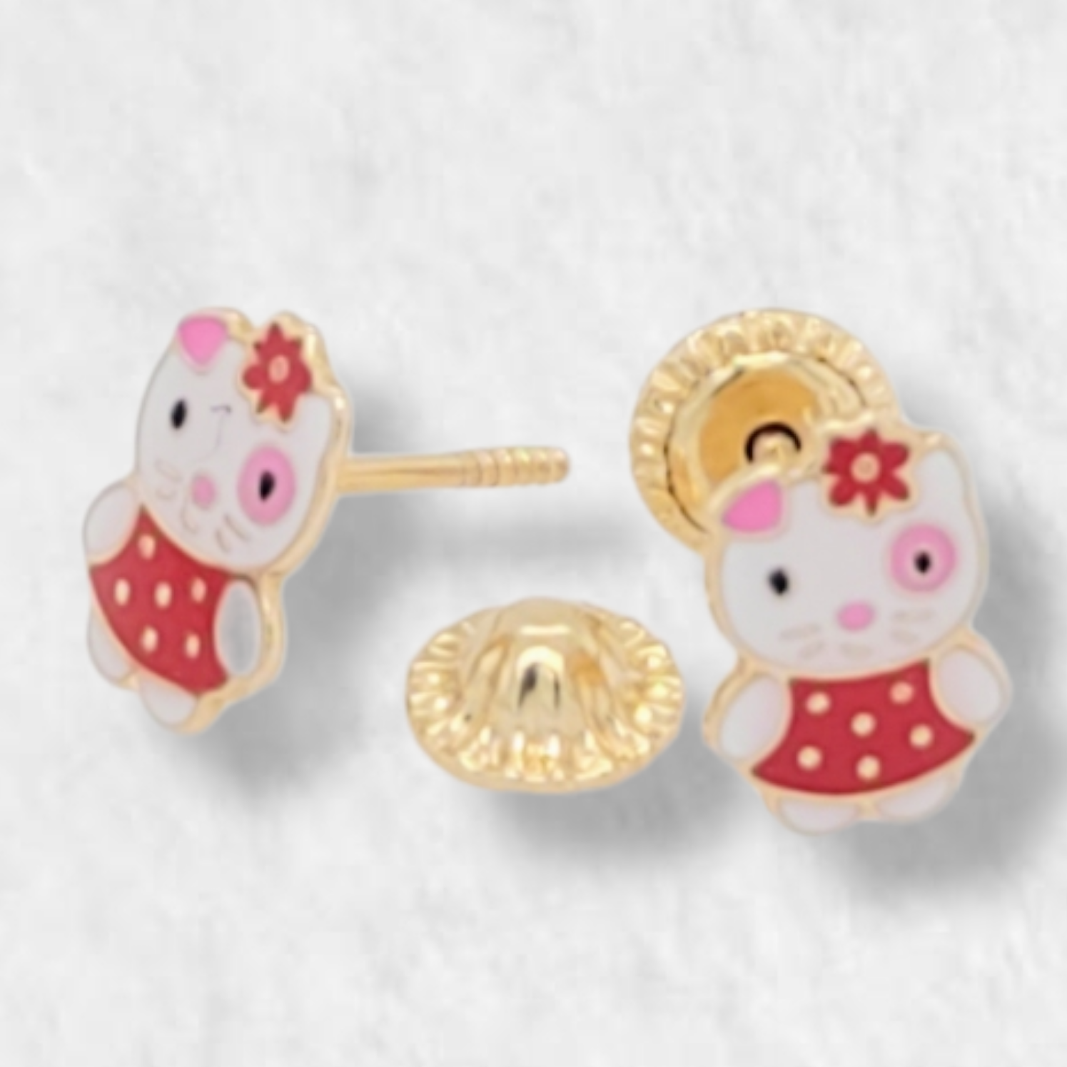PhotoRoom-20221102_135141-e1667414414490.png Zarcillos (7 x 5 mm) Hello Kitty (Screwback/Abridores) - Oro Amarillo 14Kts - Image 1