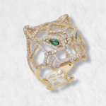 Anillo Pantera Tridimensional c/ Zircones - Oro Amarillo 14Kts