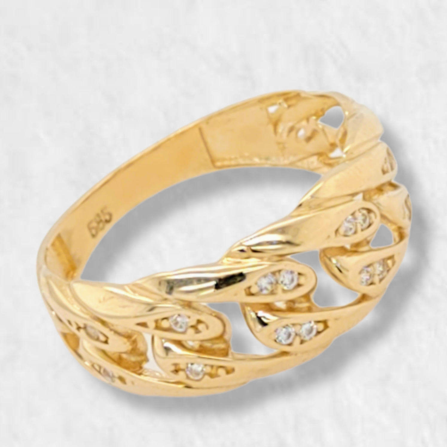 PhotoRoom-20221213_152215-e1670963705282.png Anillo Cuban Link c/ Zircones - Oro Amarillo 14Kts - Image 1