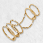 Anillo Doble c/ Lineas & Cadenas - Oro Amarillo 14Kts