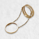 Anillo Doble c/ Lineas & Cadenas - Oro Amarillo 14Kts