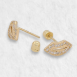 Zarcillos (9 x 4.5 mm) Boca c/ Zircones Pave (Screwback/Abridores) - Oro Amarillo 14Kts