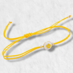 Brazalete (Ajustable) Hilo Chino c/ Flor Esmaltada - Oro Amarillo 14Kts