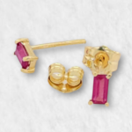 Zarcillos (4 x 2 mm) Piedras Preciosas en Baguette (Post) - Oro Amarillo 18Kts