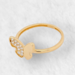 Anillo Fino c/ Mariposa Zircones Pave - Oro Amarillo 18Kts