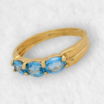 Anillo c/ Topacios Azules Ovalados - Oro Amarillo 18Kts