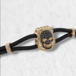 Brazalete (21 cm) Catrina c/ Zircones y Caucho - Oro Amarillo 14Kts