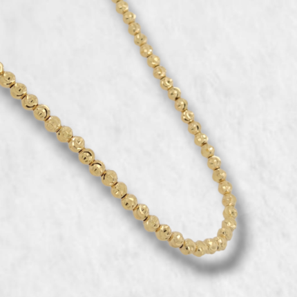 Cadena (40 cm) Esferas Diamantadas (3 mm) - Oro Amarillo 18Kts