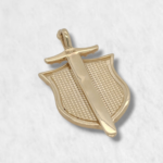 Dije (17 x 34 mm) Escudo c/ Aguila & Espada - Oro Amarillo 14Kts - Image 2