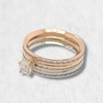 Anillo Tres Aros c/ Zircones - Oro Tres Tonos 14Kts - Image 2