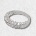 Anillo Media Cana c/ Zircones Pave - Oro Blanco 18Kts