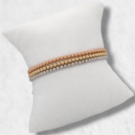 Set 3 Brazaletes (18 + 3 cm) Esferas (3 mm) - Oro Tres Tonos 14Kts