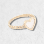 Anillo Corazon Madreperla & Aro Link Rigido - Oro Amarillo 14Kts