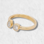 Anillo Abierto c/ Hexagono & Gota Moissanite - Oro Amarillo 14Kts