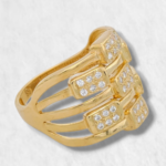 Anillo c/ 7 Rectangulos c/ Diamantes Pave - Oro Amarillo 18Kts