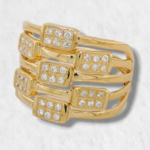 Anillo c/ 7 Rectangulos c/ Diamantes Pave - Oro Amarillo 18Kts - Image 2