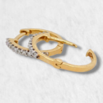 Huggies (12 mm) c/ Diamantes Pave - Oro Amarillo 18Kts