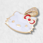 Dije (22 x 18 mm) Rostro Hello Kitty c/ Esmalte & Zircones - Oro Amarillo 14Kts