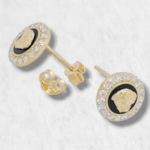 Zarcillos (9.5 mm) Marco c/ Zircones & Medusa  - Oro Amarillo 14Kts