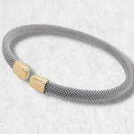 Pulsera (6 mm) Acero c/ Terminales en Oro - Oro Amarillo 14Kts