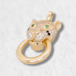 Dije (13 x 14 mm) Pantera c/ Zircones Pave - Oro Amarillo 14Kts