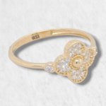 Anillo c/ Trebol c/ Zircones Pave - Oro Amarillo 14Kts