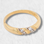 Anillo Media Cana Twist c/ Lineas de Zircones - Oro Amarillo 14Kts