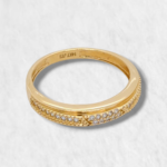 Anillo Churumbela c/ Zircones Pave & Borde Pespunteado - Oro Amarillo 14Kts